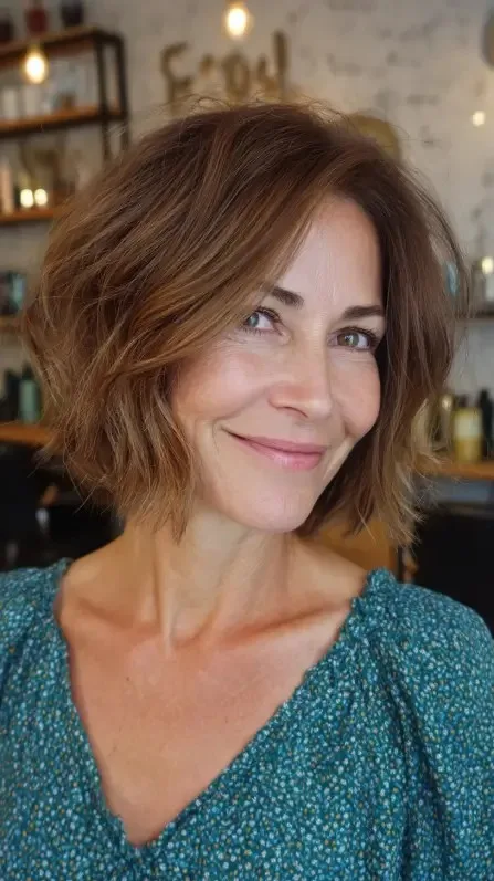 Chic Textured Ripple Bob with Playful Layers