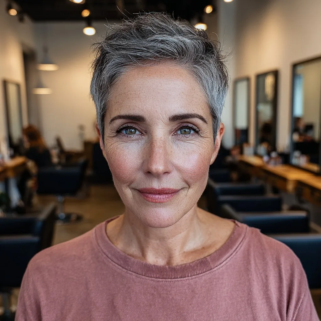 Chic Textured Silver Pixie Cut with Effortless Volume