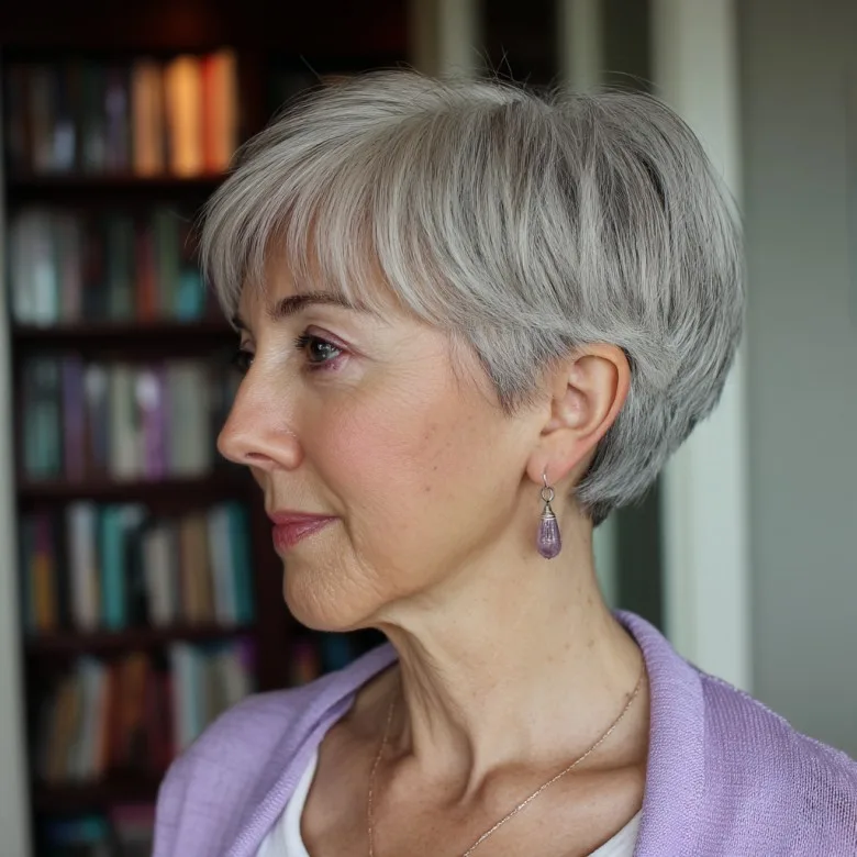 Chic Textured Silver Pixie Cut with Subtle Volume