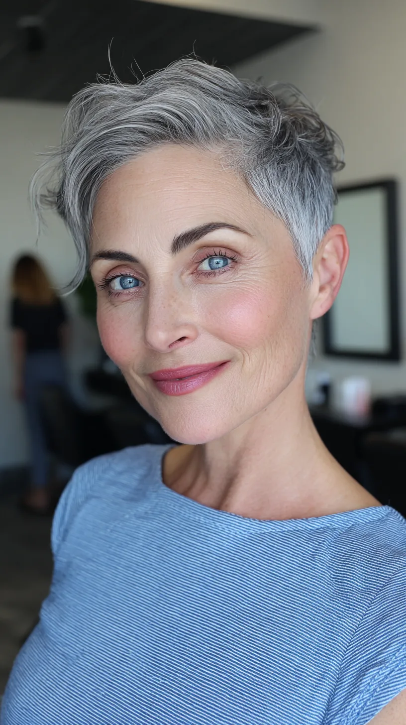 Chic Textured Silver Pixie Cut