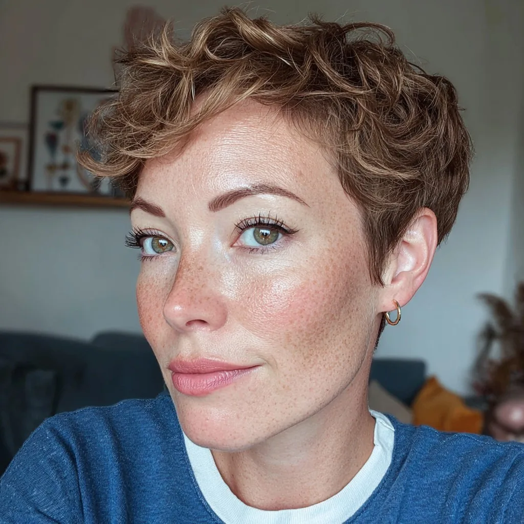 Chic Touseled Pixie with Defined Curls