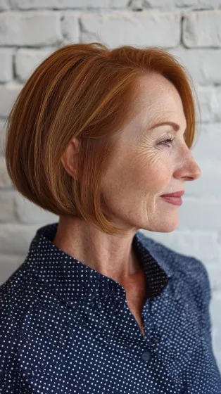 Chic Warm Red Floating Bob with Subtle Volume