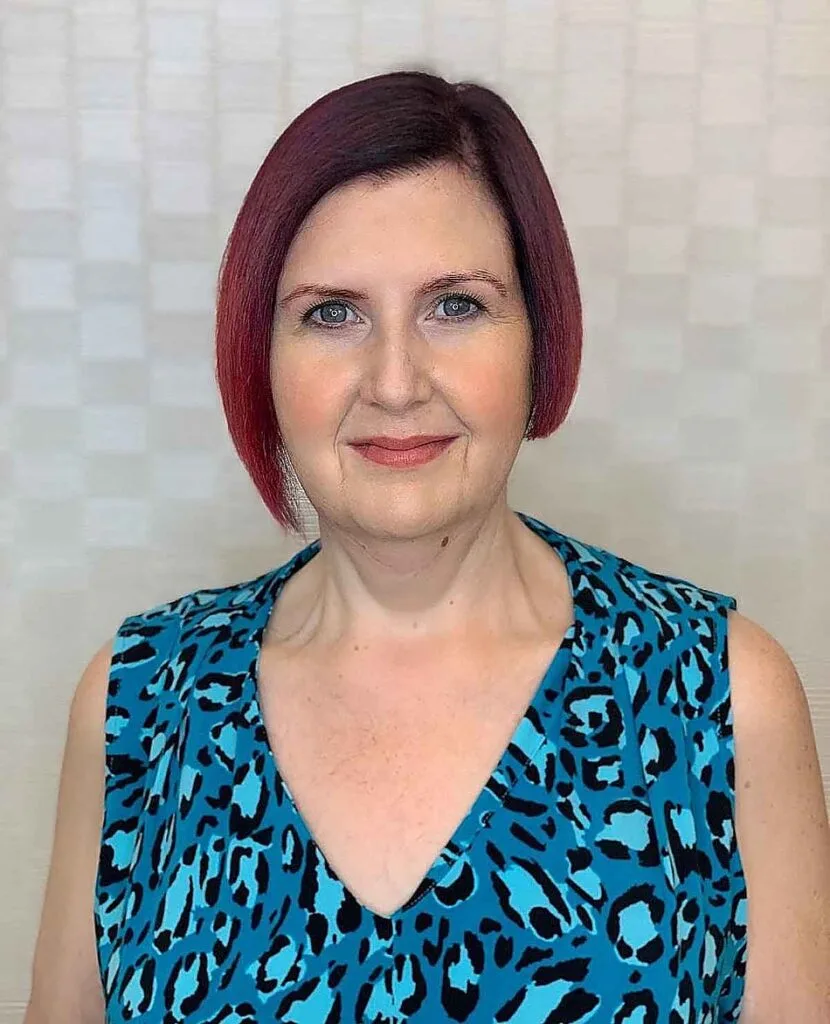 Chin-Length Asymmetrical Bob for women over 60