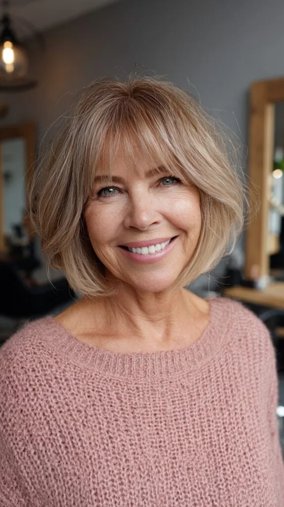 Chin-Skimming Bronde Bob with Wispy Micro-Bangs