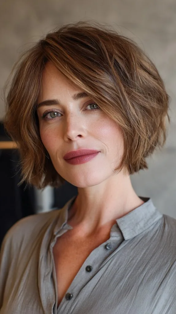 Choppy Frayed Bob with Warm Undertones