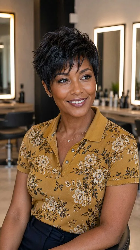 Choppy Jet Black Pixie with Piecey Top Layers