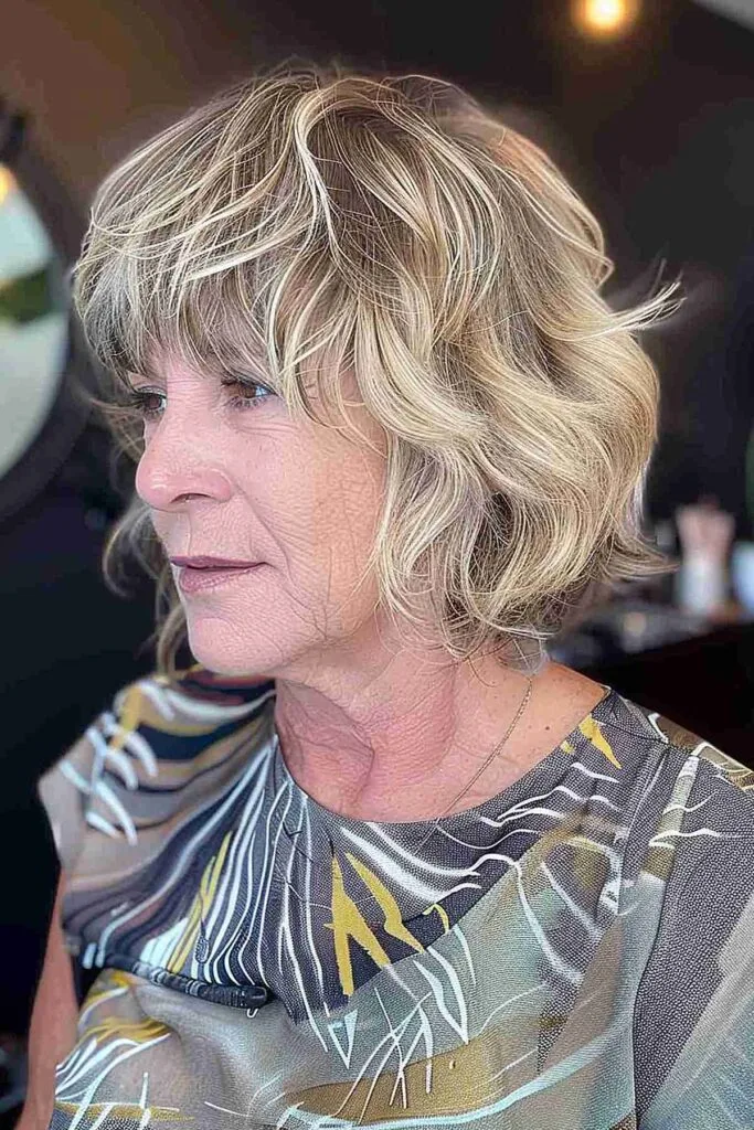 Choppy Layered Shaggy Bob for Women Above Sixty