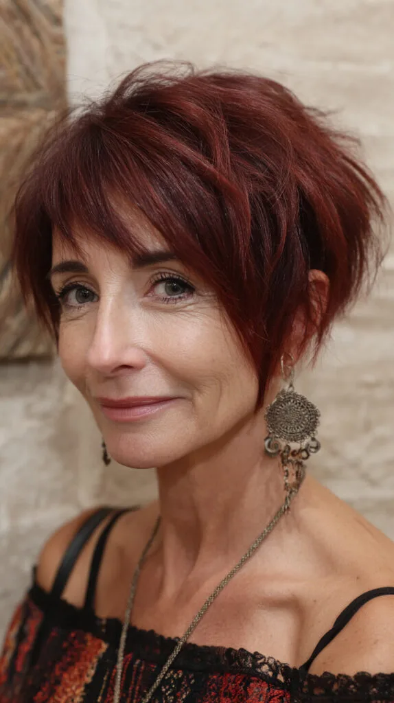 Choppy Short Auburn Pixie-Bob with Soft Stacked Nape