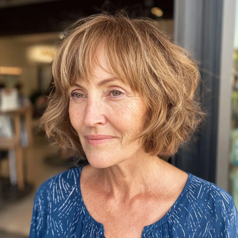 Choppy Textured Bob with Soft Bangs