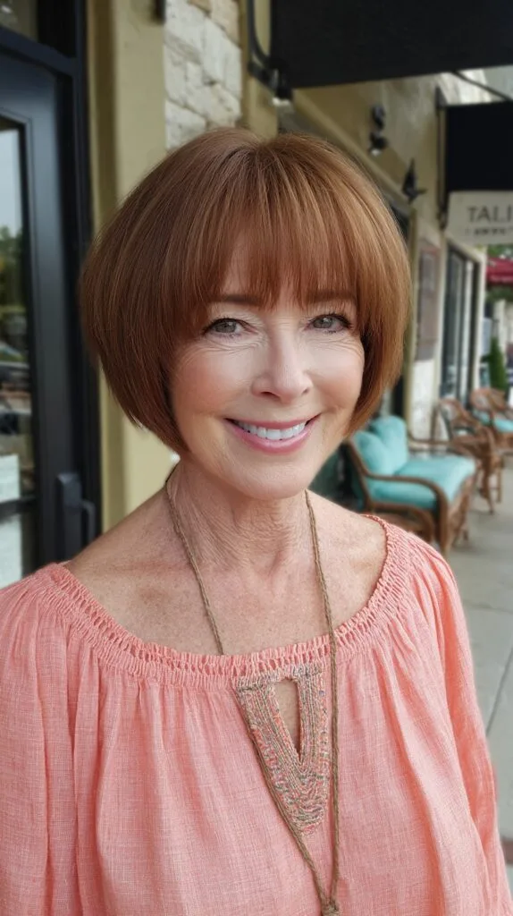 Classic Auburn Bob with Precision Bangs