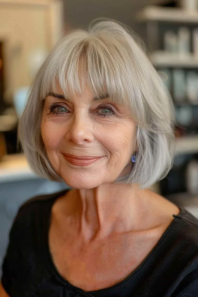 Classic Bob with Bangs for Women Over Sixty