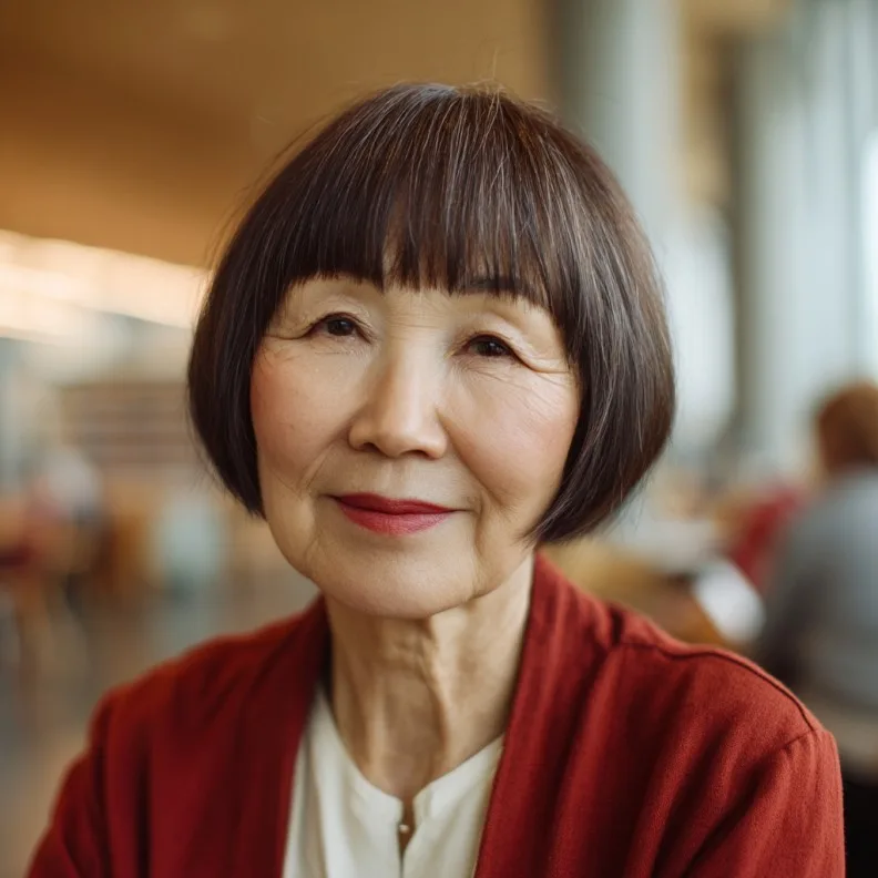 Classic Bob with Bold Bangs for Chic Maturity
