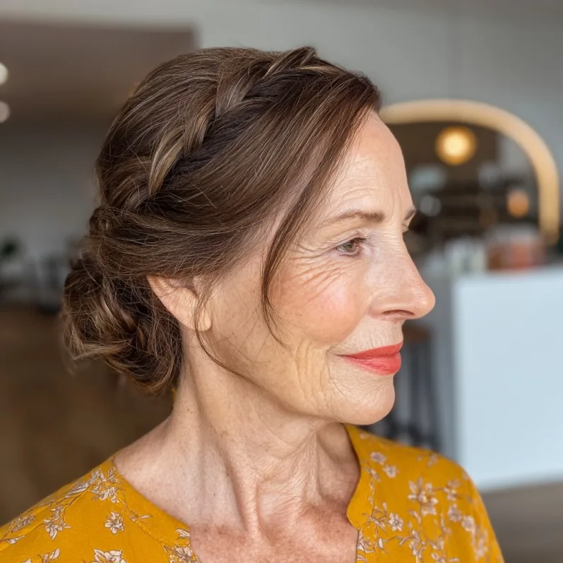 Classic Braided Updo with Soft Face-Framing Strands