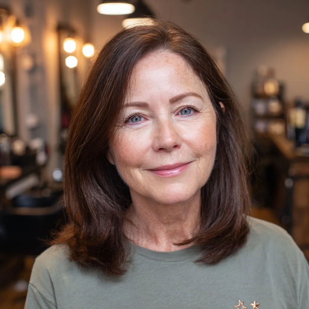 Classic Dark Brown Long Layered Cut with Subtle Movement