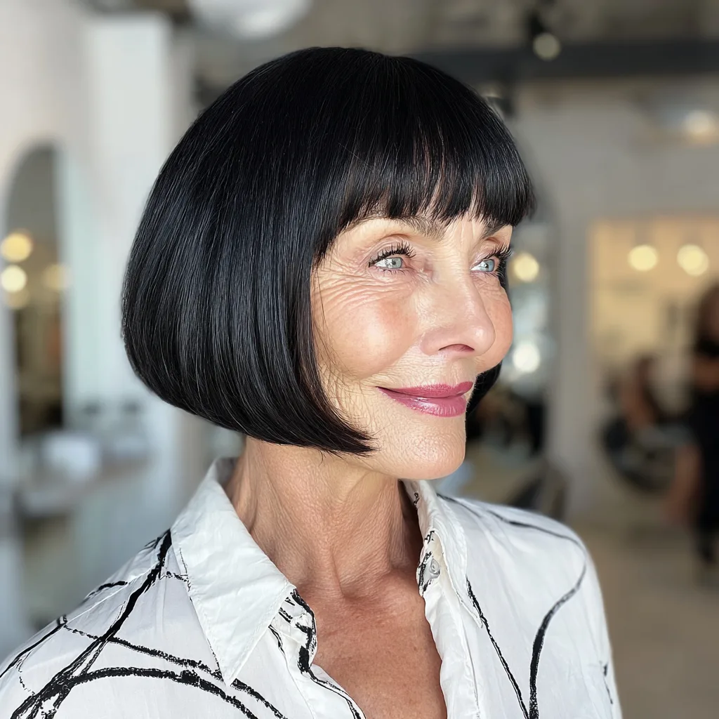 Classic Jaw-Length Bob with Blunt Bangs