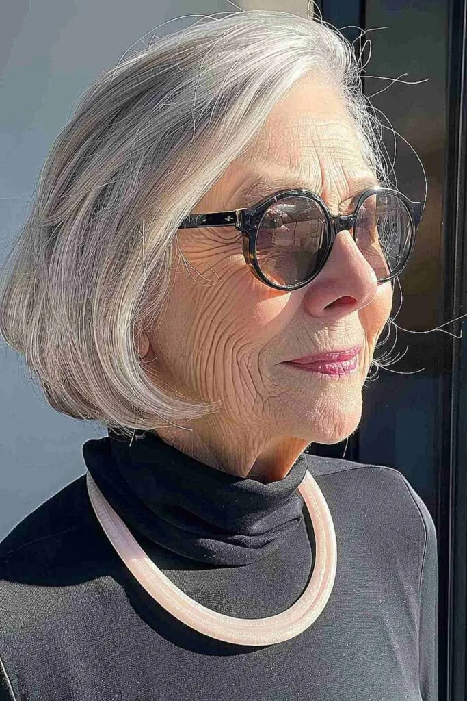 Concave Bob Hairstyle for ladies past 70