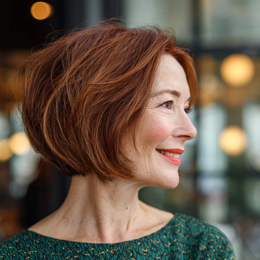 Contemporary Textured Red Bob with Subtle Layers