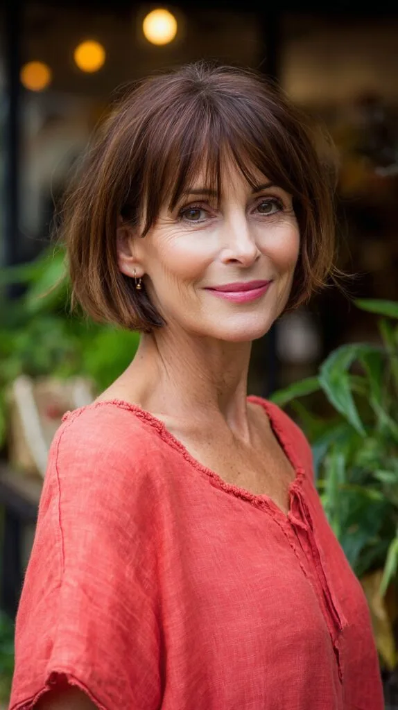 Copper-Red Textured Bob with Volumizing Bangs
