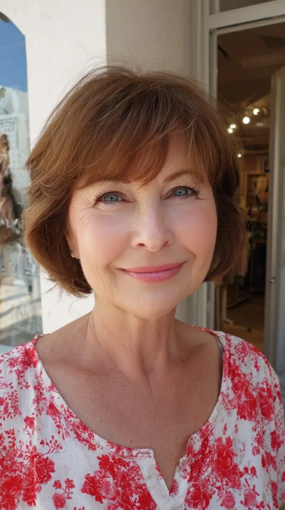 Curved Chin-Length Bob with Lifted Crown and Feathered Ends