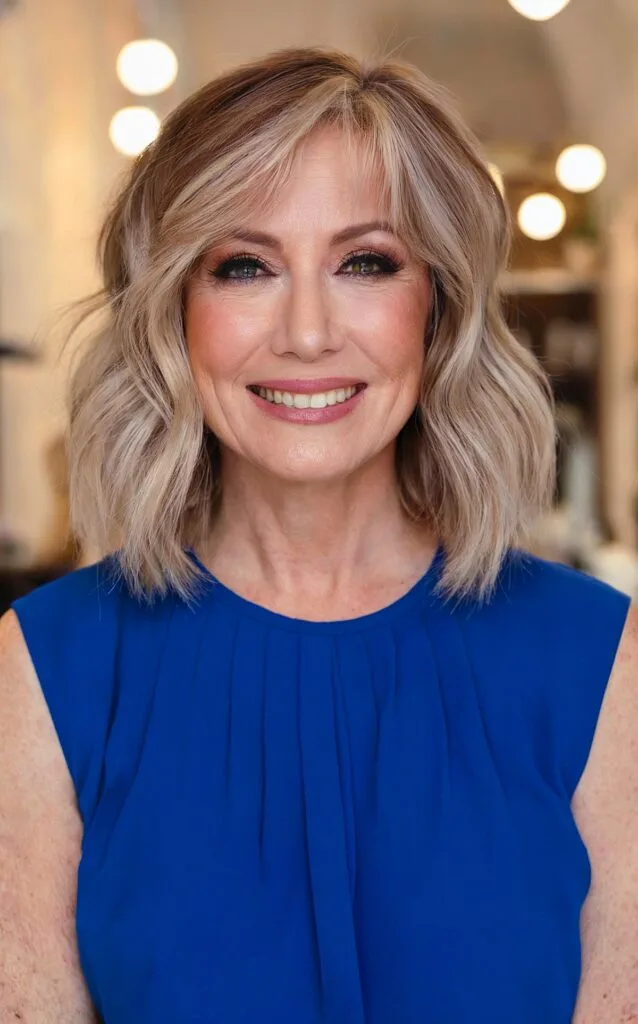 Dimensional Lob with Balayage for Ladies Past 50