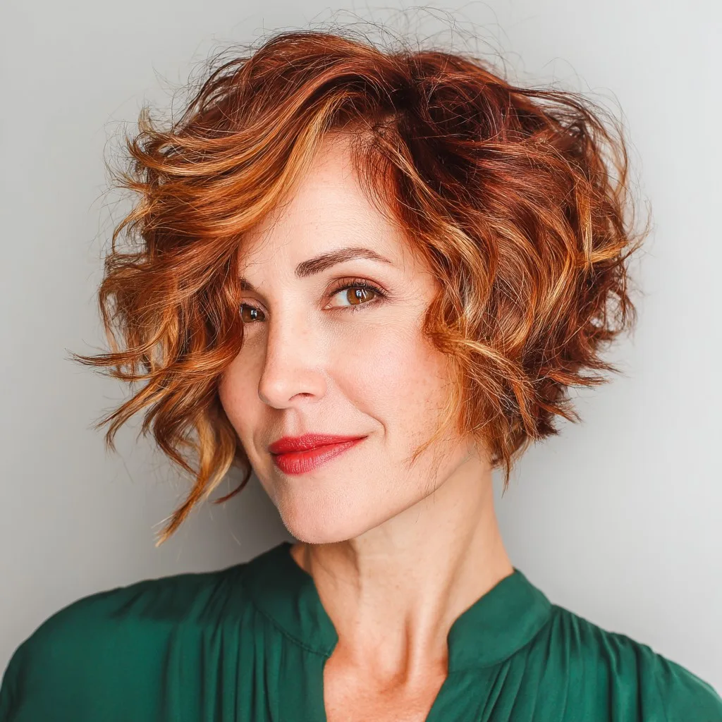 Dynamic Curly Asymmetrical Pixie Cut