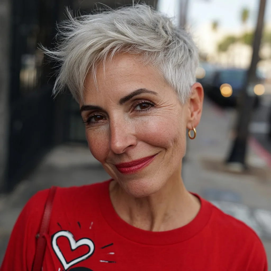 Edgy Platinum Asymmetrical Pixie with Textured Layers