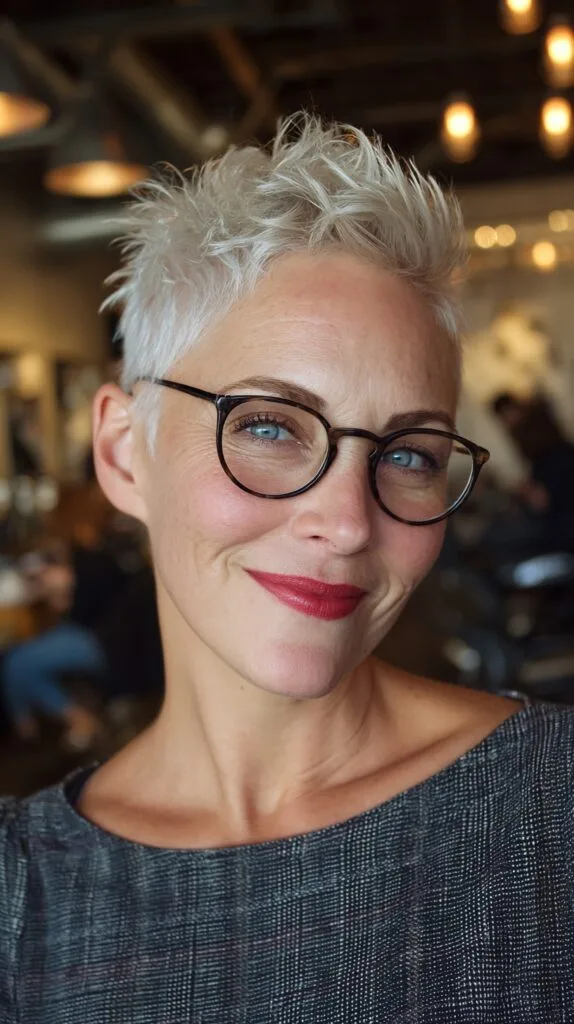 Edgy Textured Pixie Cut with Soft Highlights