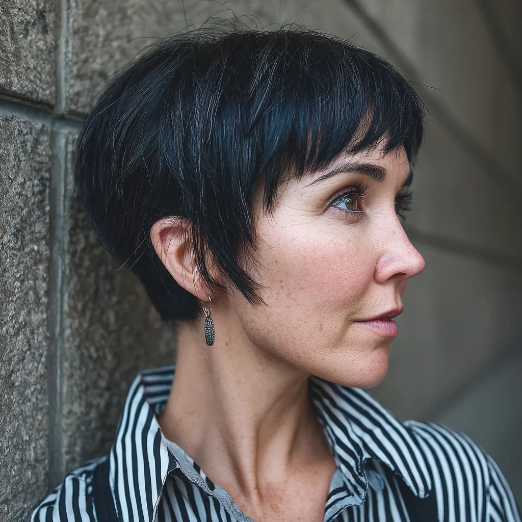Edgy Textured Pixie Cut with Wispy Bangs