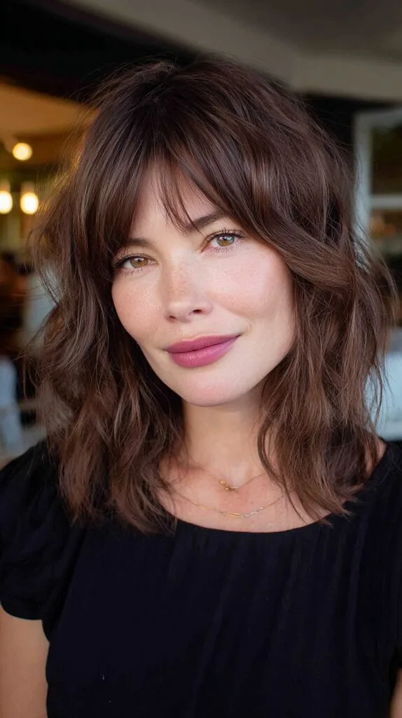 Effortless Chestnut Waves with Full Fringe