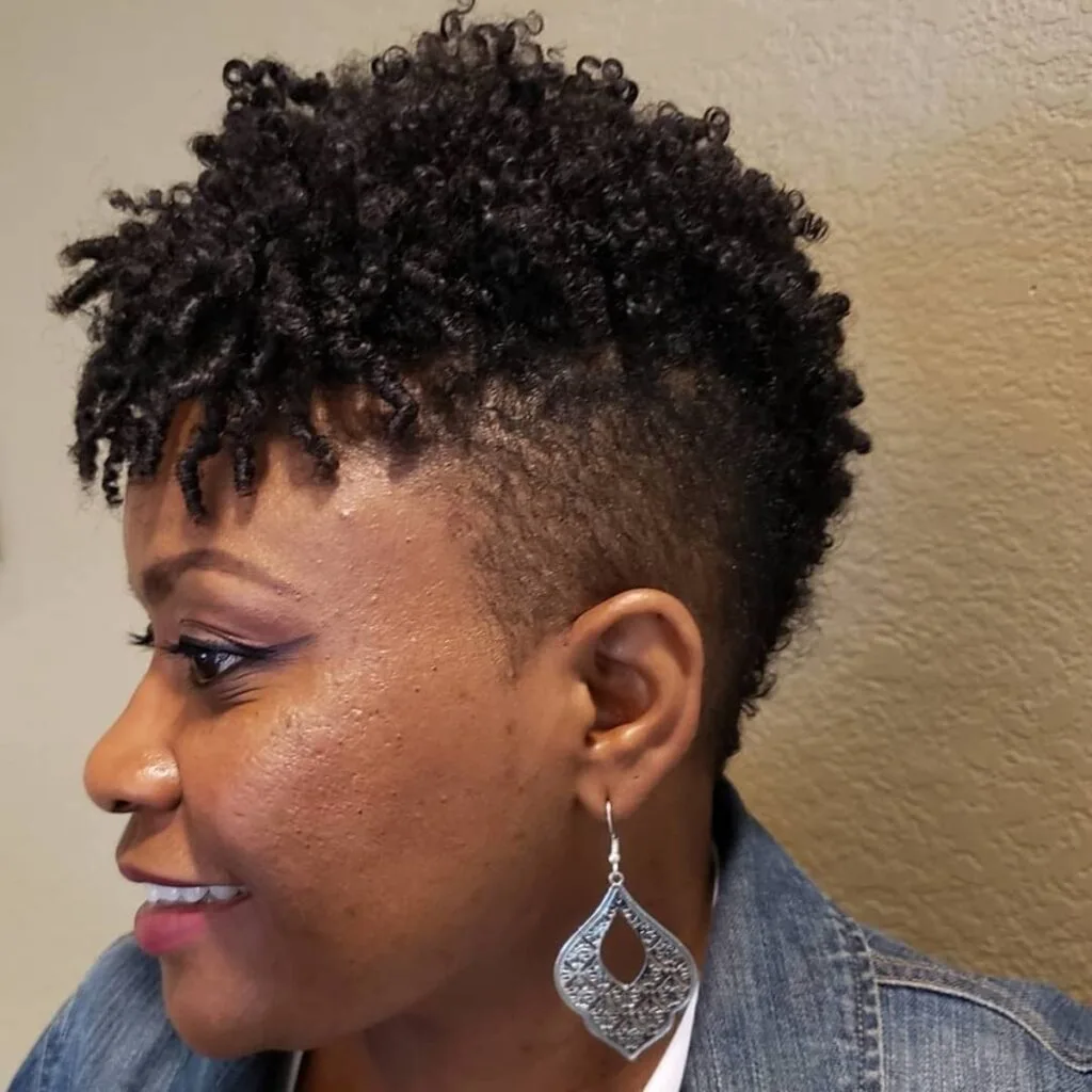 Effortless fohawk with low fade for mature women
