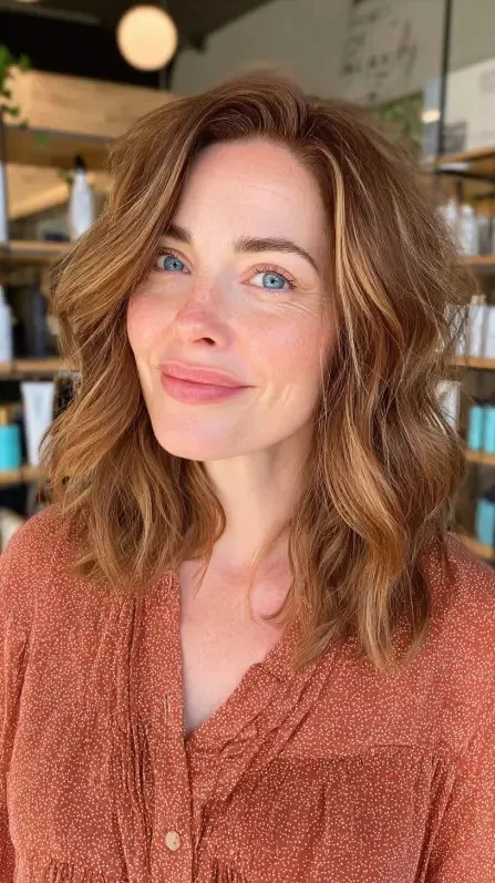 Effortless Textured Ripple Bob with Warm Tones