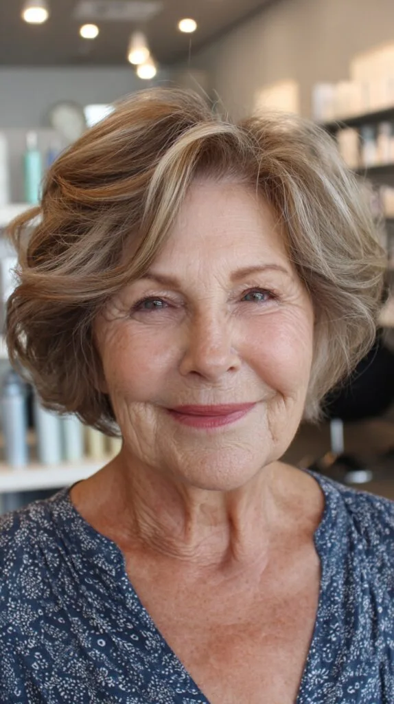 Effortless Tousled Waves on Natural Gray Bob