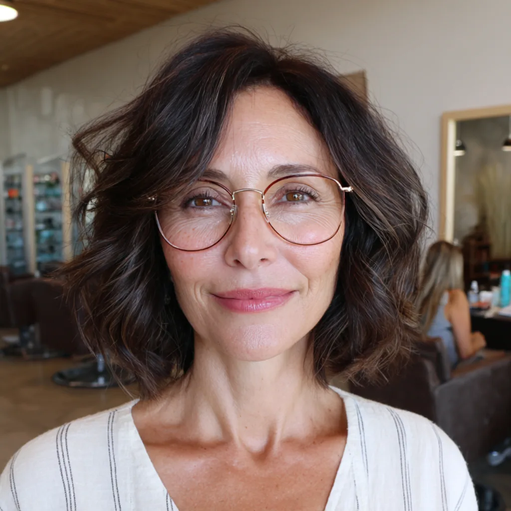 Effortlessly Chic Dark Brown Wavy Bob