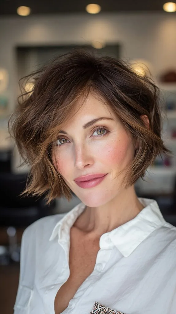 Effortlessly Chic Frayed Bob with Textured Layers