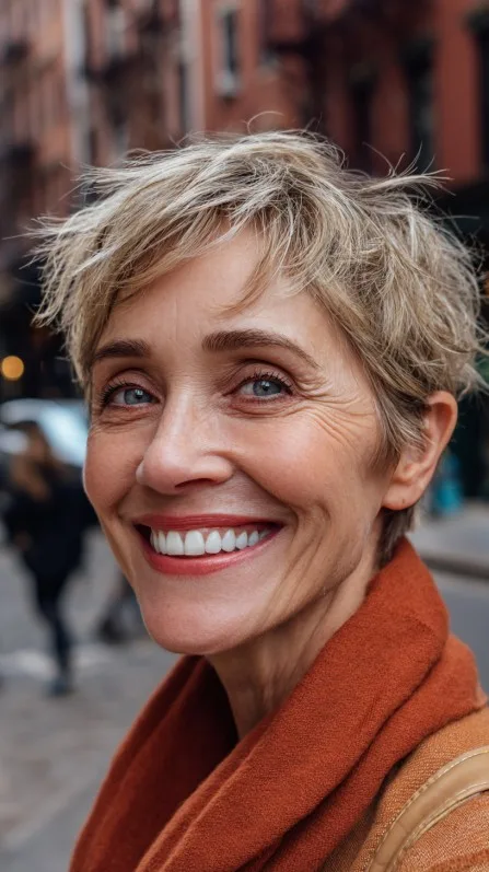 Effortlessly Textured Blonde Pixie Cut with Soft Layers