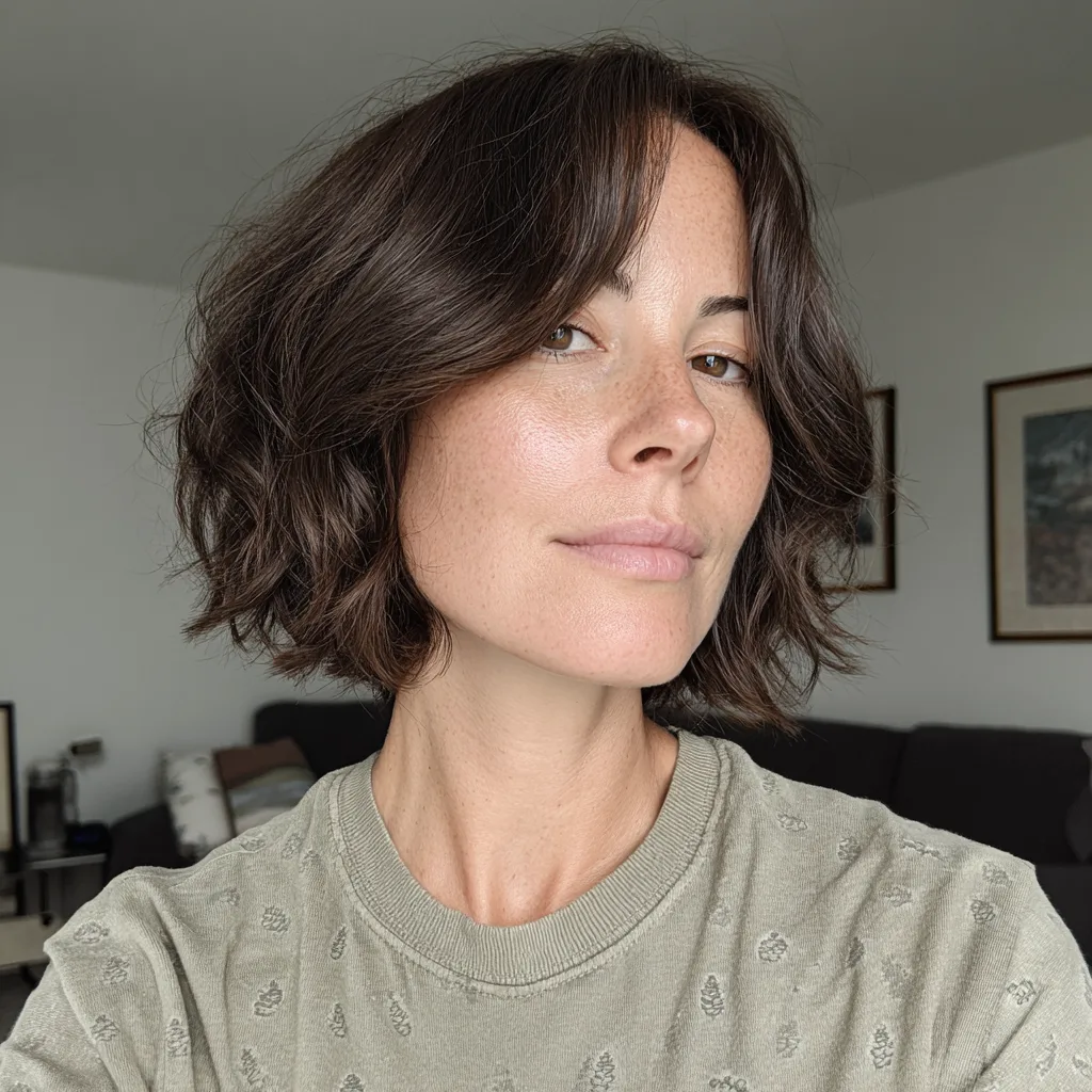 Effortlessly Textured Curtain Bob with Subtle Waves