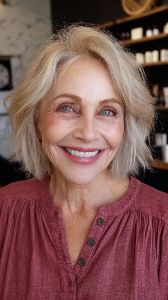 Effortlessly Tousled Blonde Layers for Mature Women