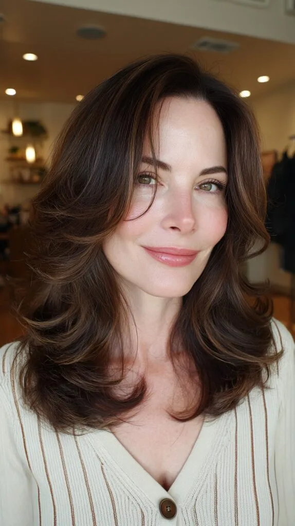 Effortlessly Tousled Chestnut Layers