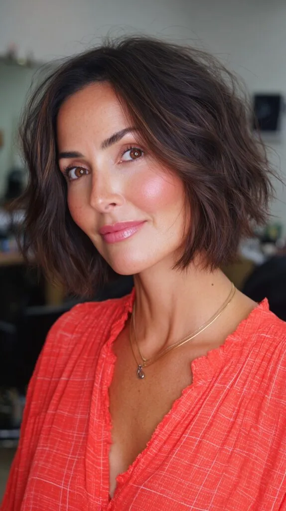 Effortlessly Tousled Frayed Bob with Subtle Dimension
