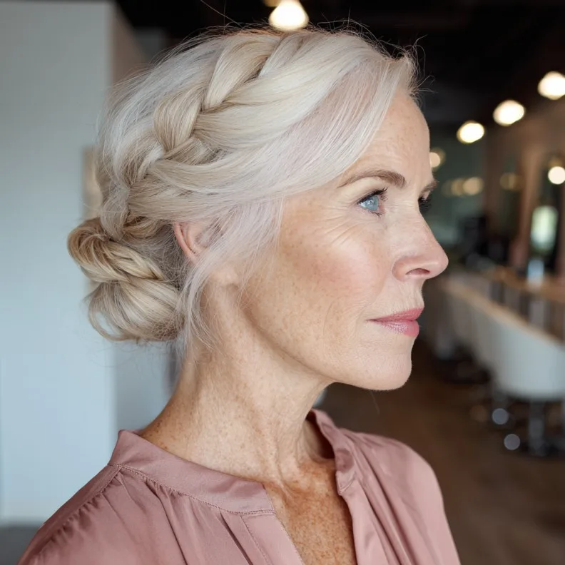 Elegant Braided Chignon with Soft Highlights