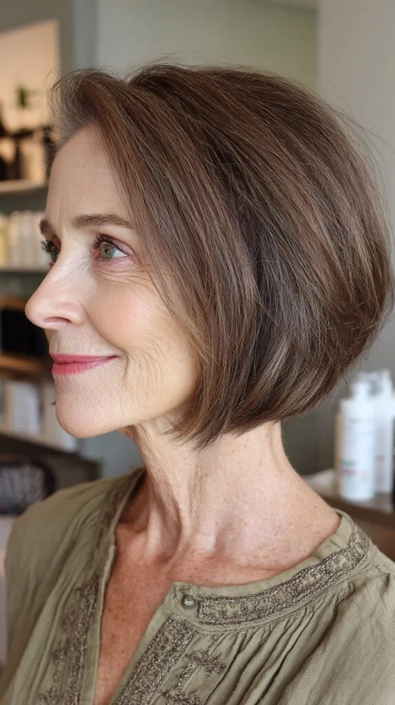 Elegant Chestnut Stacked Cut with Soft Texture