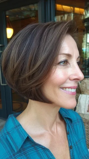 Elegant Chocolate Bob with Subtle Layers
