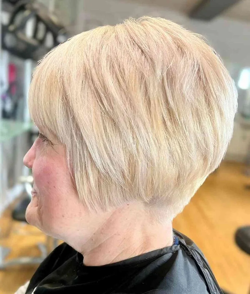Elegant Ear-Length Pixie Bob with Tapered Nape for 50-Year-Old Women