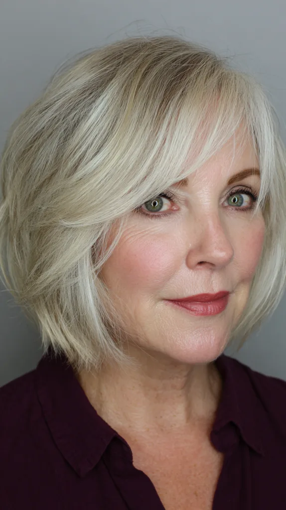 Elegant Feathered Bob with Soft, Face-Framing Layers