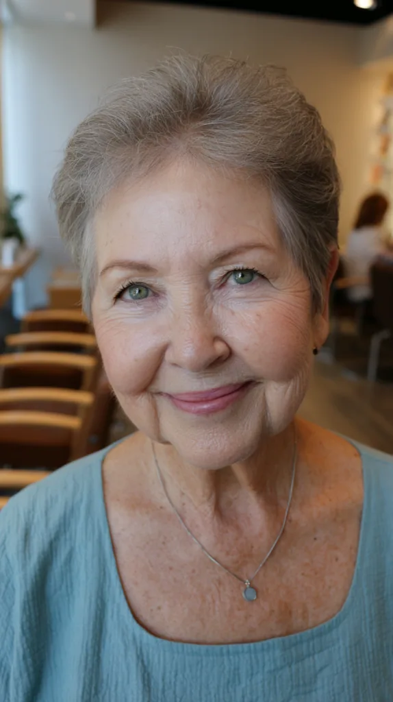 Elegant Grey Pixie Cut with Soft Layers