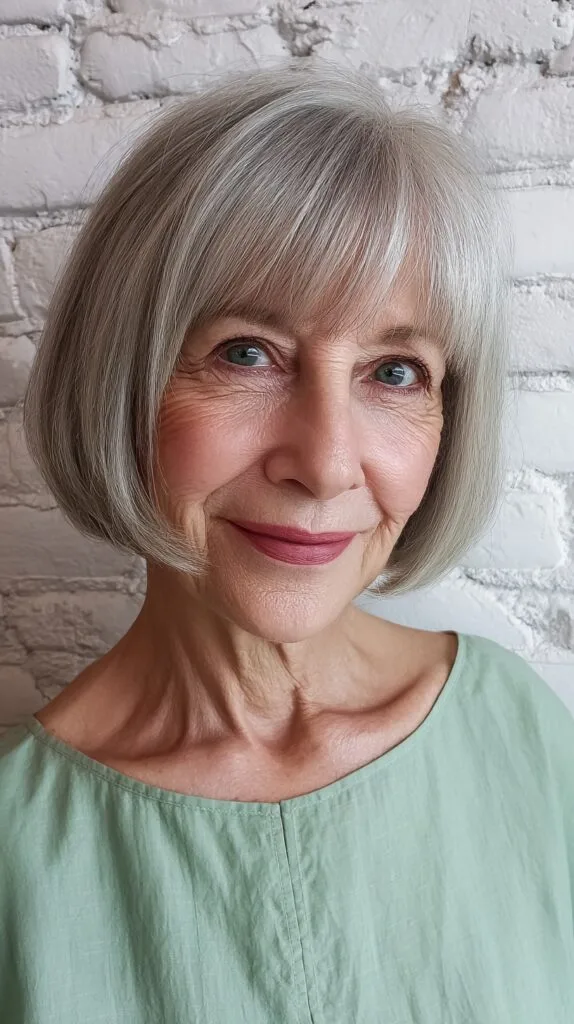 Elegant Ice Blonde Bob with Soft Contours
