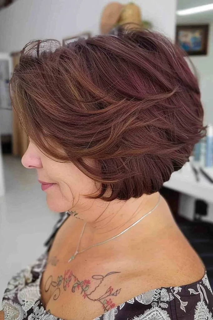 Elegant layered bob for women in their 50s
