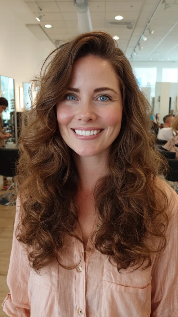 Elegant Long Layered Curls with Subtle Highlights