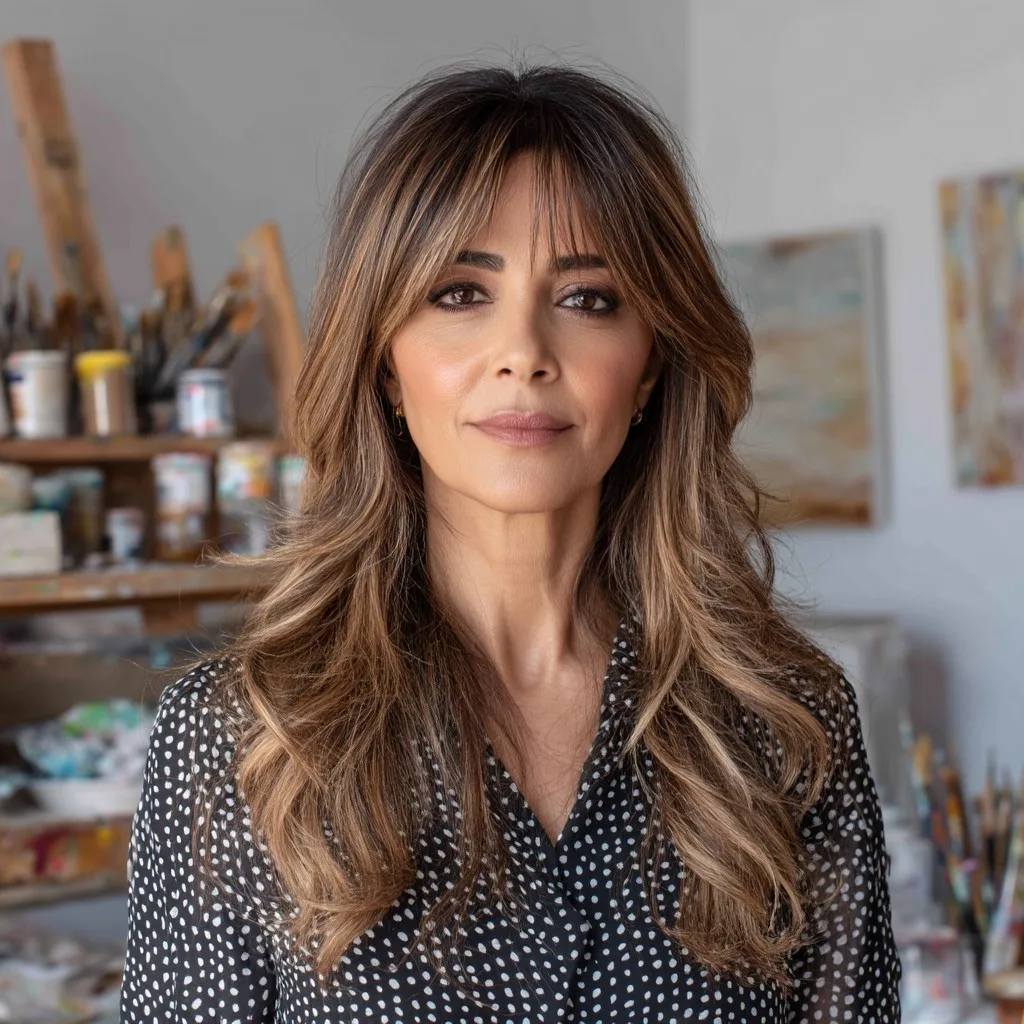 Elegant Long Layered Cut with Soft Face-Framing Bangs
