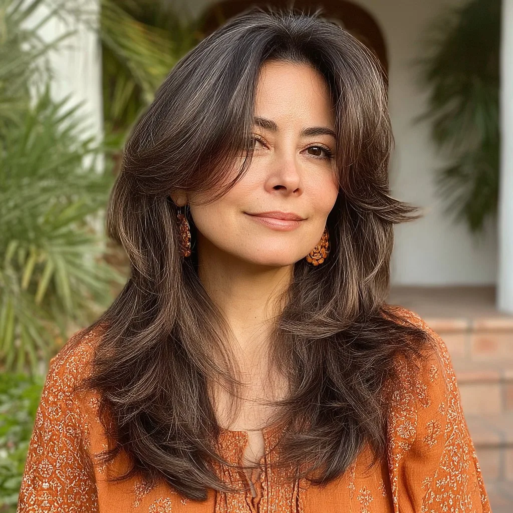 Elegant Long Layered Haircut with Soft Face-Framing Layers